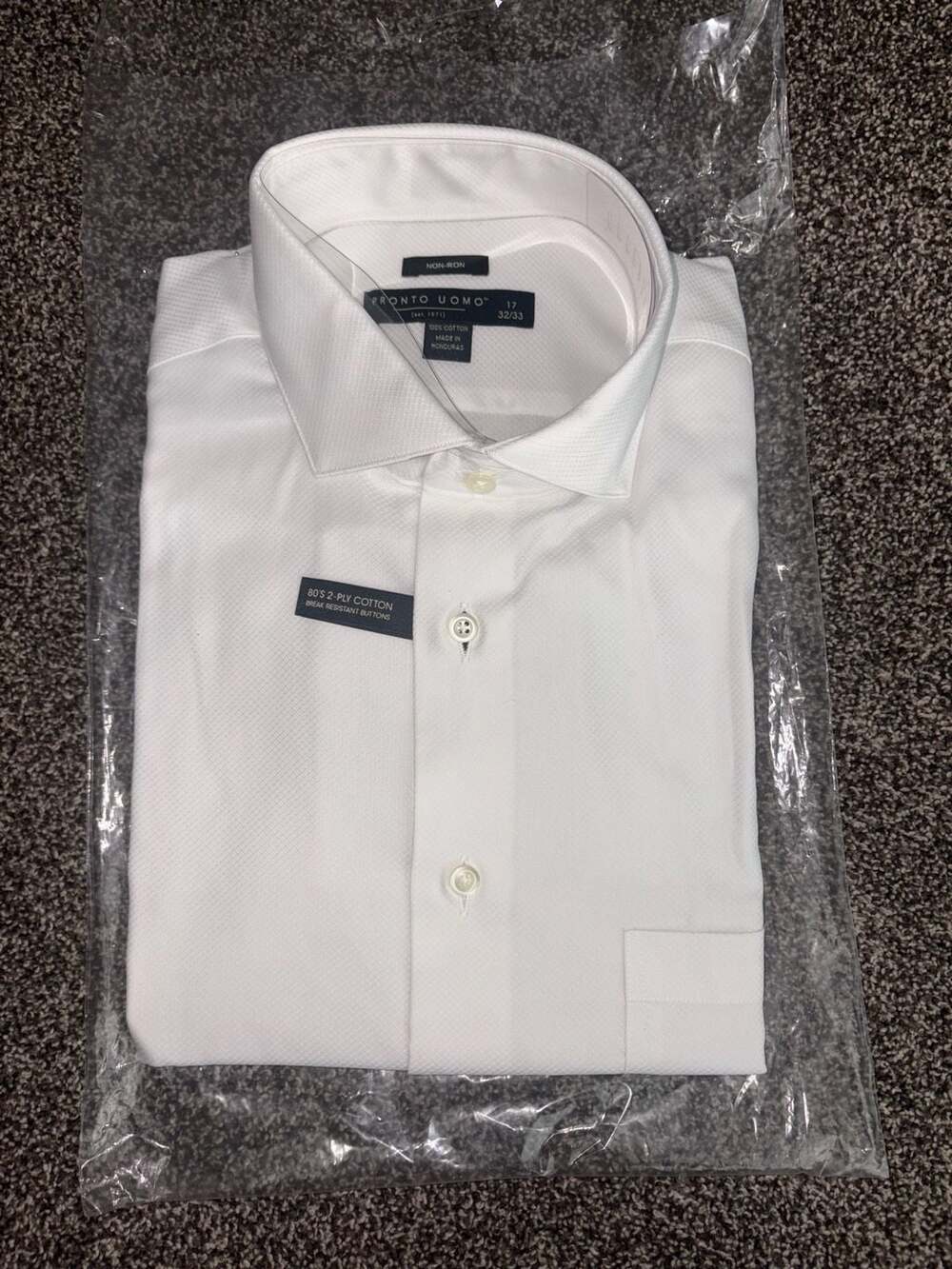 Pronto Uomo White Non-Iron Dress Shirt 17 32/33 NWT